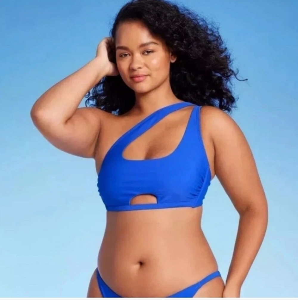 Women's Cut Out One Shoulder Bikini Top - Wild Fable Blue XS